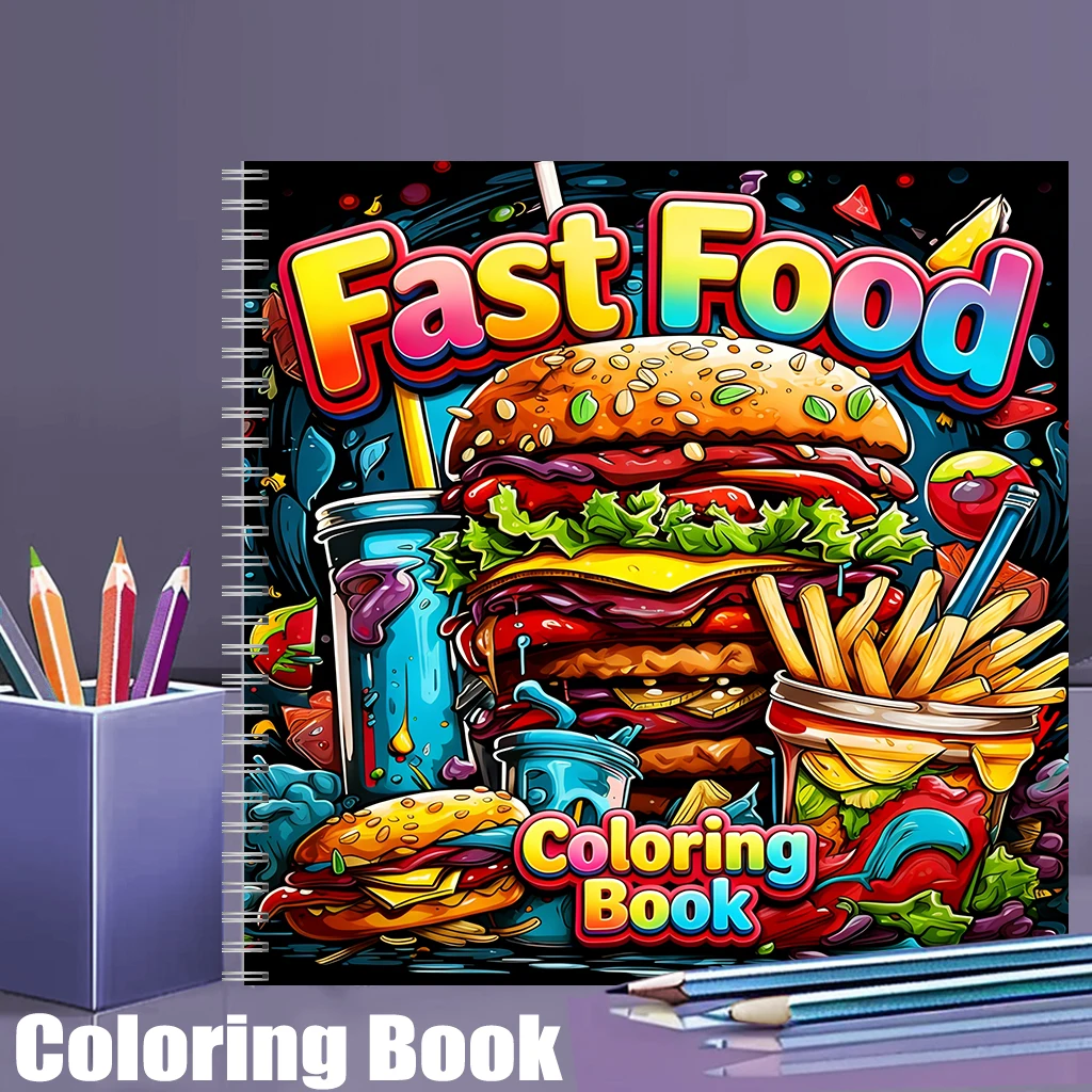 Food Y Snacks Coloring Book - Fast Food Coloring Book for Adults,