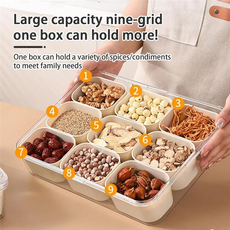 9 Compartments Divided Serving - Food Snacks Box 评论和价格