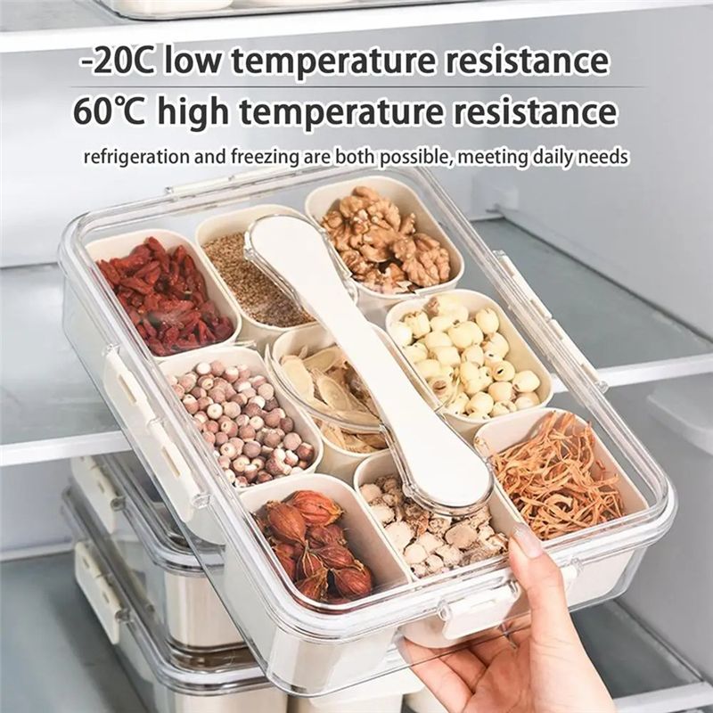 9 Compartments Divided Serving - Food Snacks Box 评论和价格