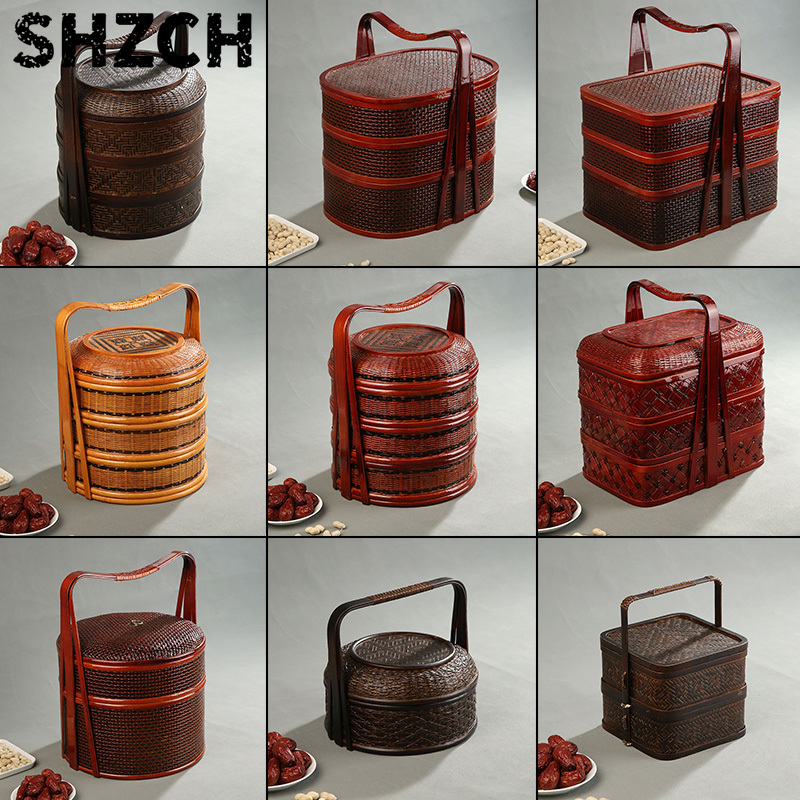 Bamboo Picnic Basket with Lid  - Snacks Food Hamper Basket 评论和价格