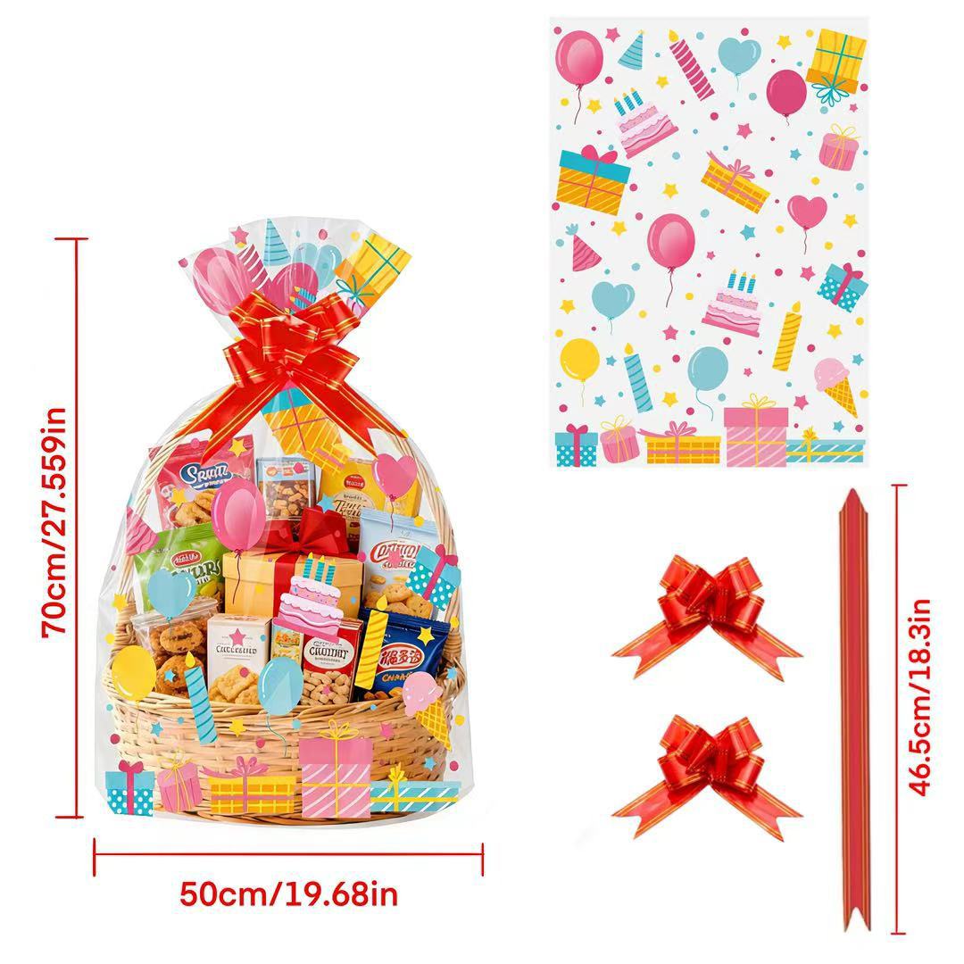 20pcs Birthday Print Clear OPP - Snacks Food Hamper Basket 评论和价格