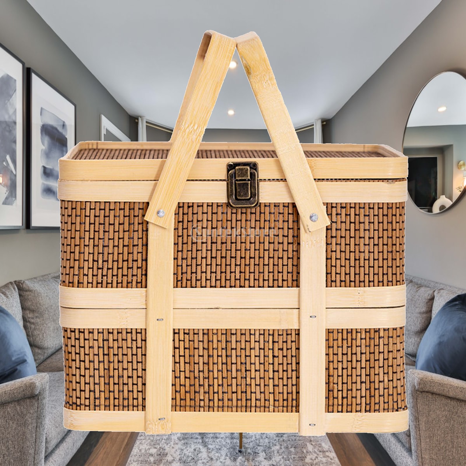 Woven Picnic Basket,Food Stora - Snacks Food Hamper Basket 评论和价格