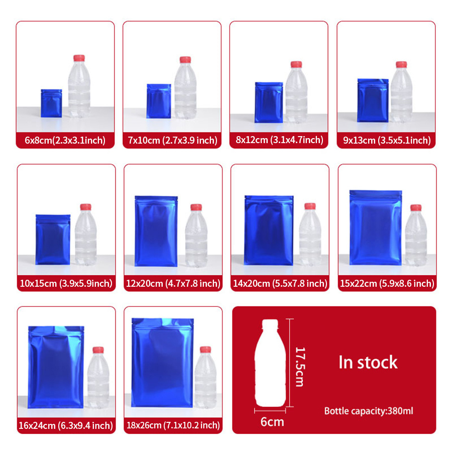 100pcs Matte Blue Foil Zipper  - Food In Snacks 评论和价格