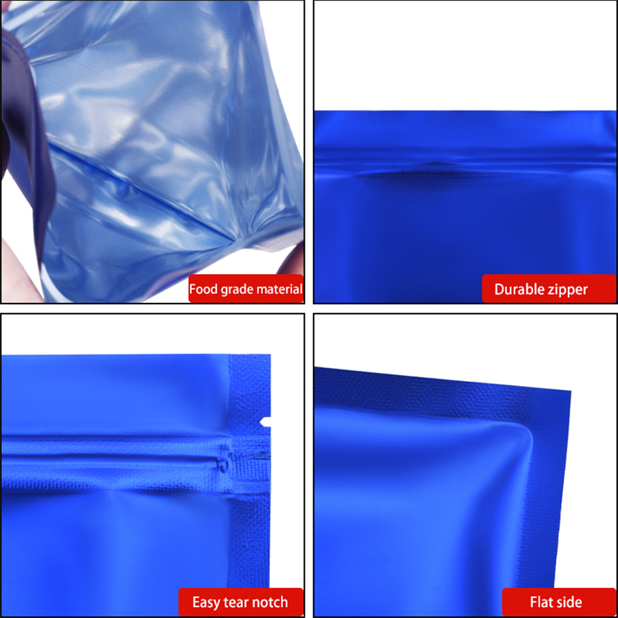 100pcs Matte Blue Foil Zipper  - Food In Snacks 评论和价格