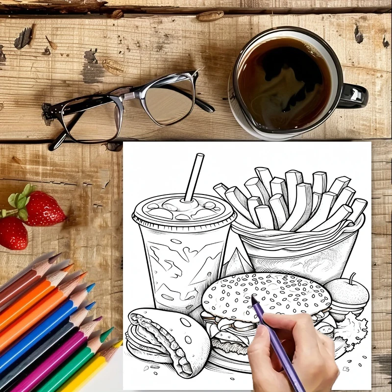 Fast Food Coloring Book for Ad - Food Y Snacks Coloring Book 评论和价格