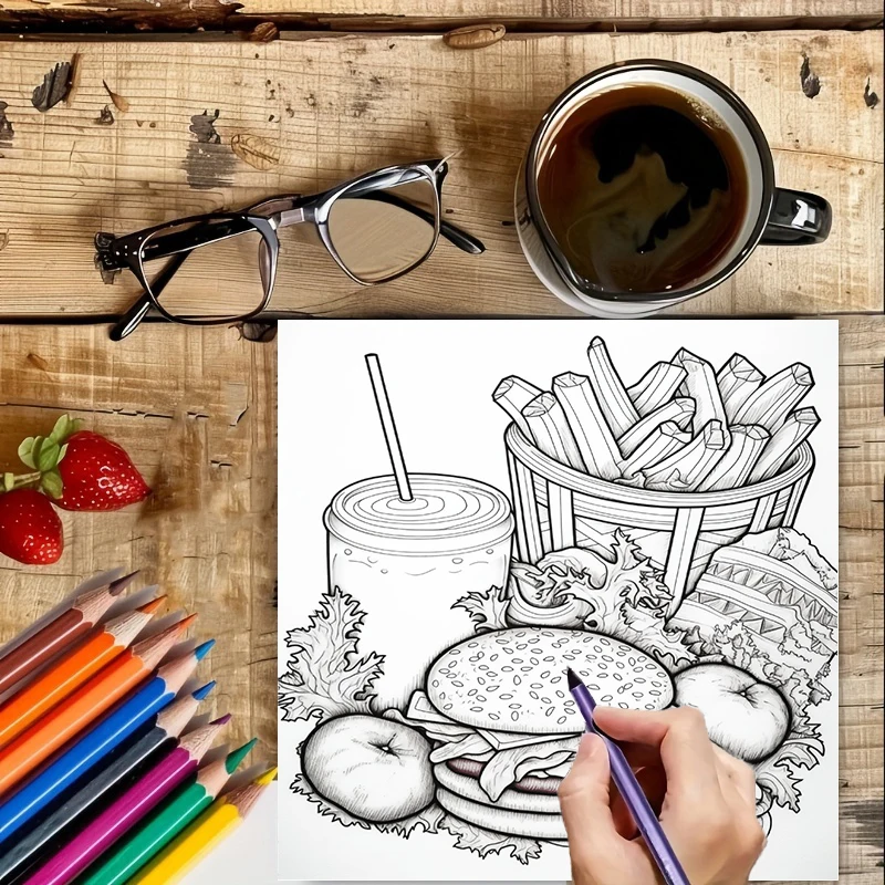 Fast Food Coloring Book for Ad - Food Y Snacks Coloring Book 评论和价格