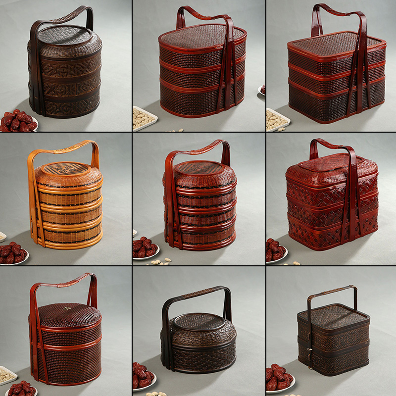 Bamboo Picnic Basket with Lid  - Snacks Food Hamper Basket 评论和价格